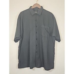 Jos A‎ Bank Shirt Men's XXL 100% Silk Short Sleeve Button Up Shirt Black